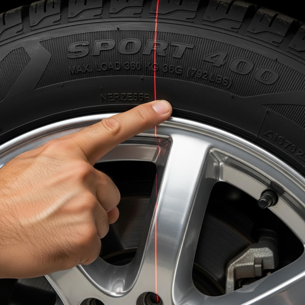 Close up of laser guide for tire balance